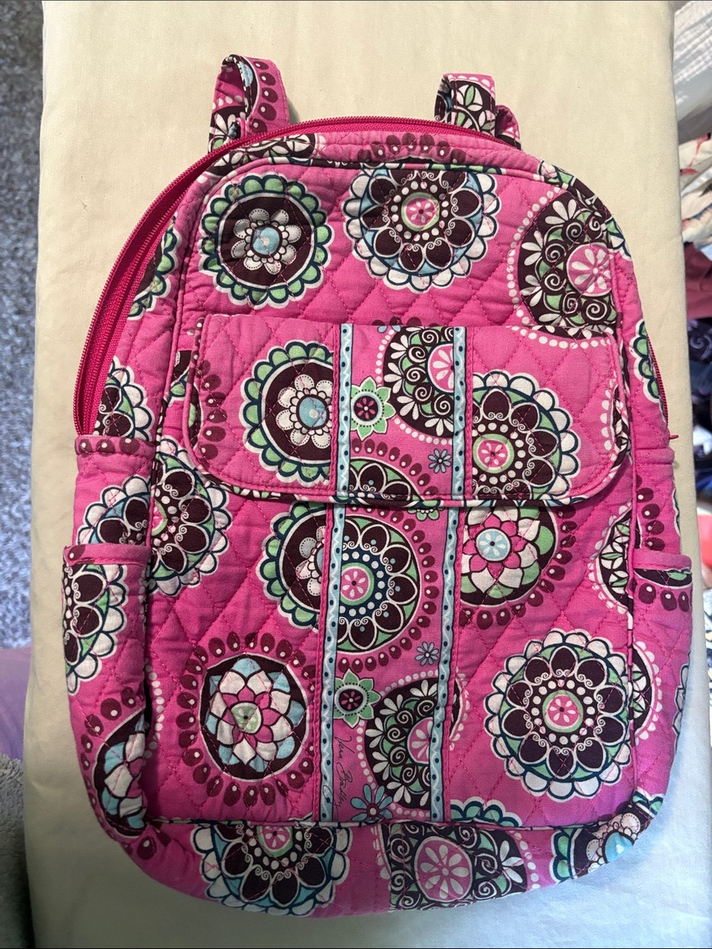 Vera Bradley Pink Quilted Floral Medallion Backpack